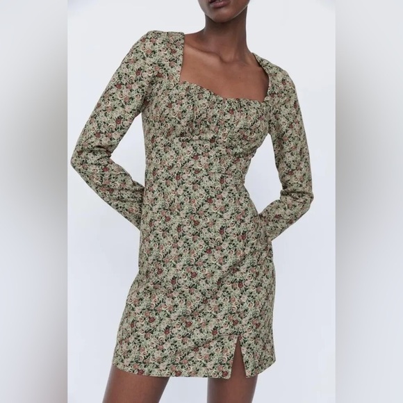 Zara Rose Floral Print Mini Dress Medium - Picture 15 of 15